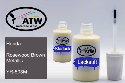 Honda, Rosewood Brown Metallic, YR-503M: 20ml Lackstift + 20ml Klarlack - Set, von ATW Autoteile West.